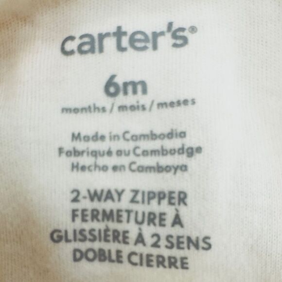 Carter’s Baby Jungle Animal Pattern Print 100% Cotton One Piece Footie. 6 Months - Picture 4 of 6